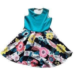 Pixie Girl Fit Flare Dress Girl SZ 14/16 Multicolor Floral Print Spring Colorful